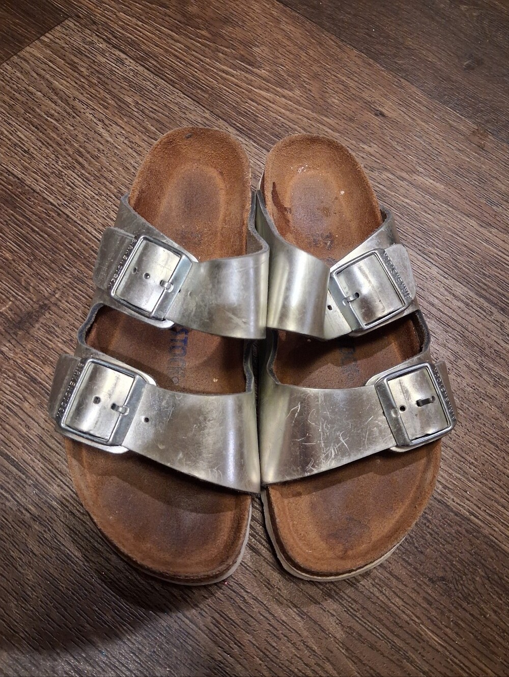 Birkenstock Arizona Birko Flor Sandals Womens 37 Slip On Buckle Slide Rose Gold